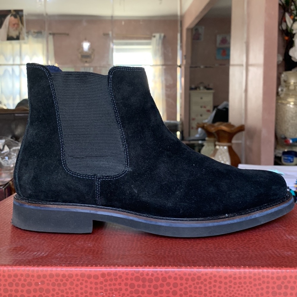 Donald J. Pliner Black Oily Suede Chelsea Boots
